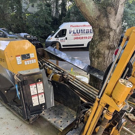Plumbers 4 Real van and equipment for sewer and water line repair in Marietta, GA.