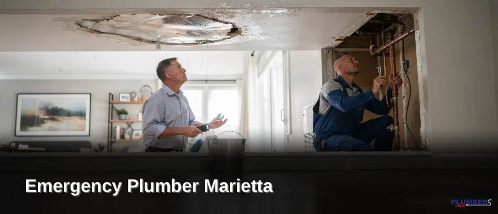 Water leak damage and repair by licensed plumbers in Marietta, Georgia.
