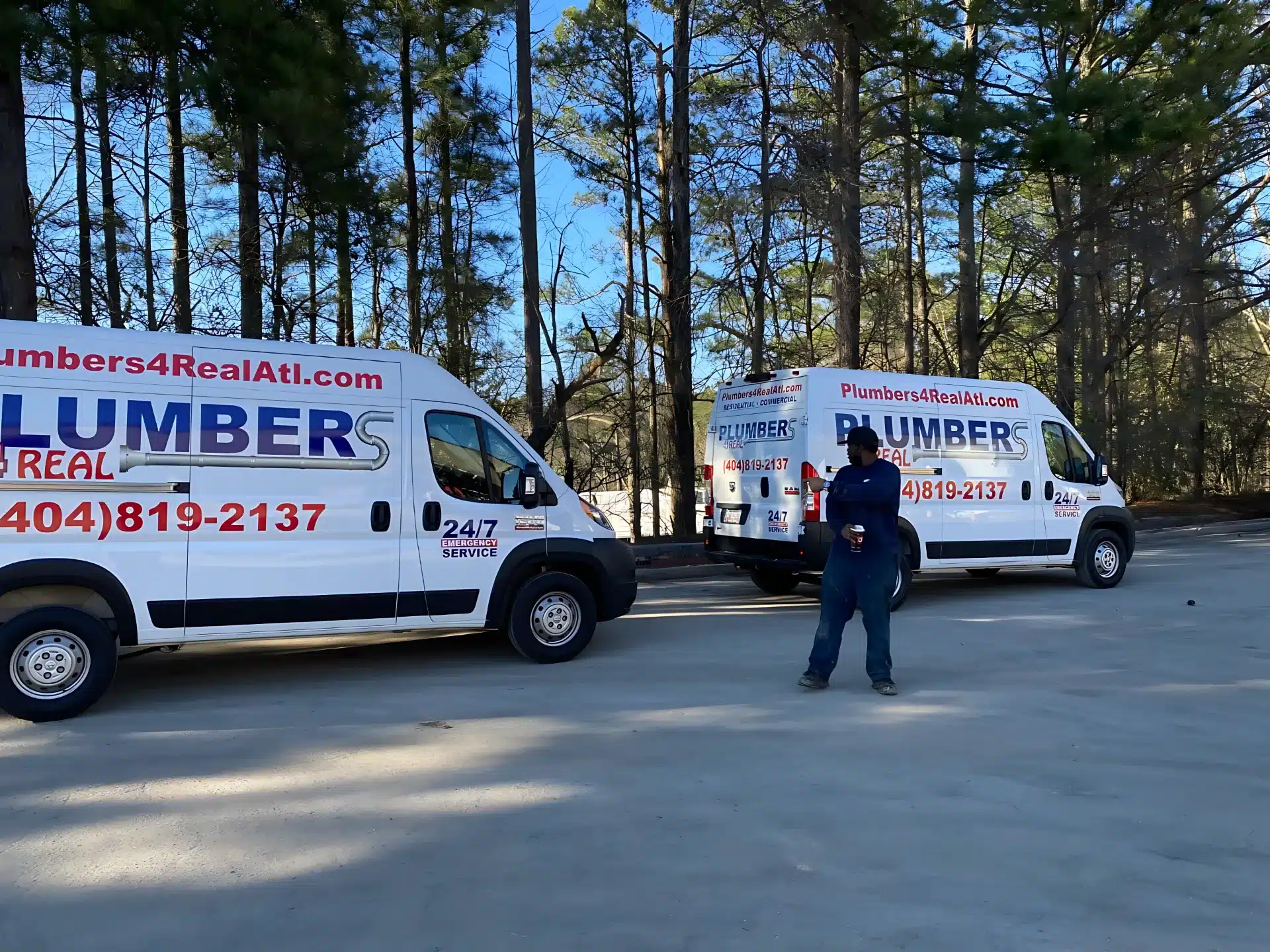 Trucks on site from our Marietta shop – Plumbers 4 Real